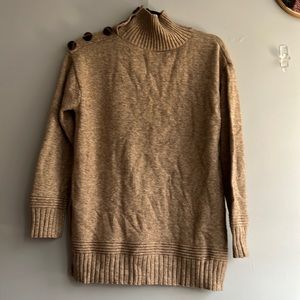 Brown button turtleneck